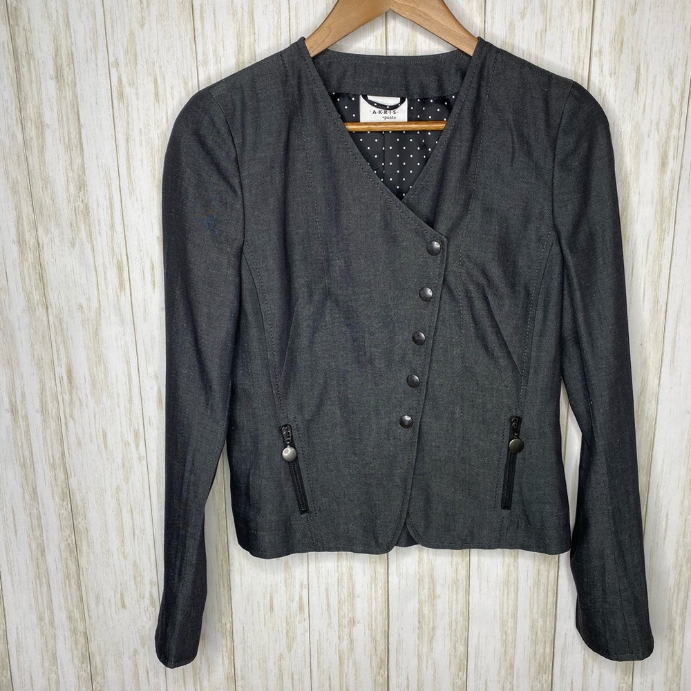 Akris Punto Asymmetrical wool and flax blazer 4